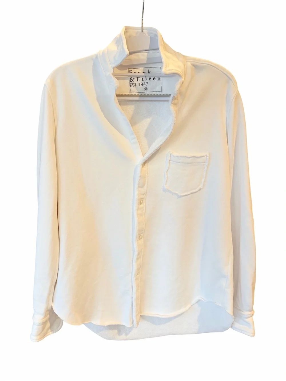 Frank & Eileen Eileen Triple Fleece Sweatshirt Button-Up White Size XS - Picture 4 of 7